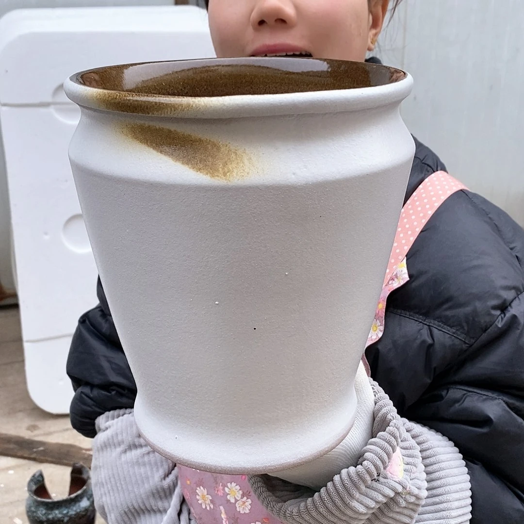紫砂花盆瑕疵口18高21