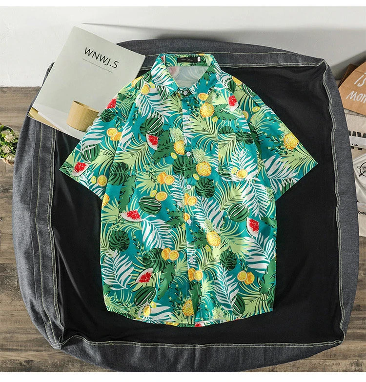 海南岛服最新款花衬衫休闲男短袖夏季棉绸三亚旅游沙滩超薄衬套装