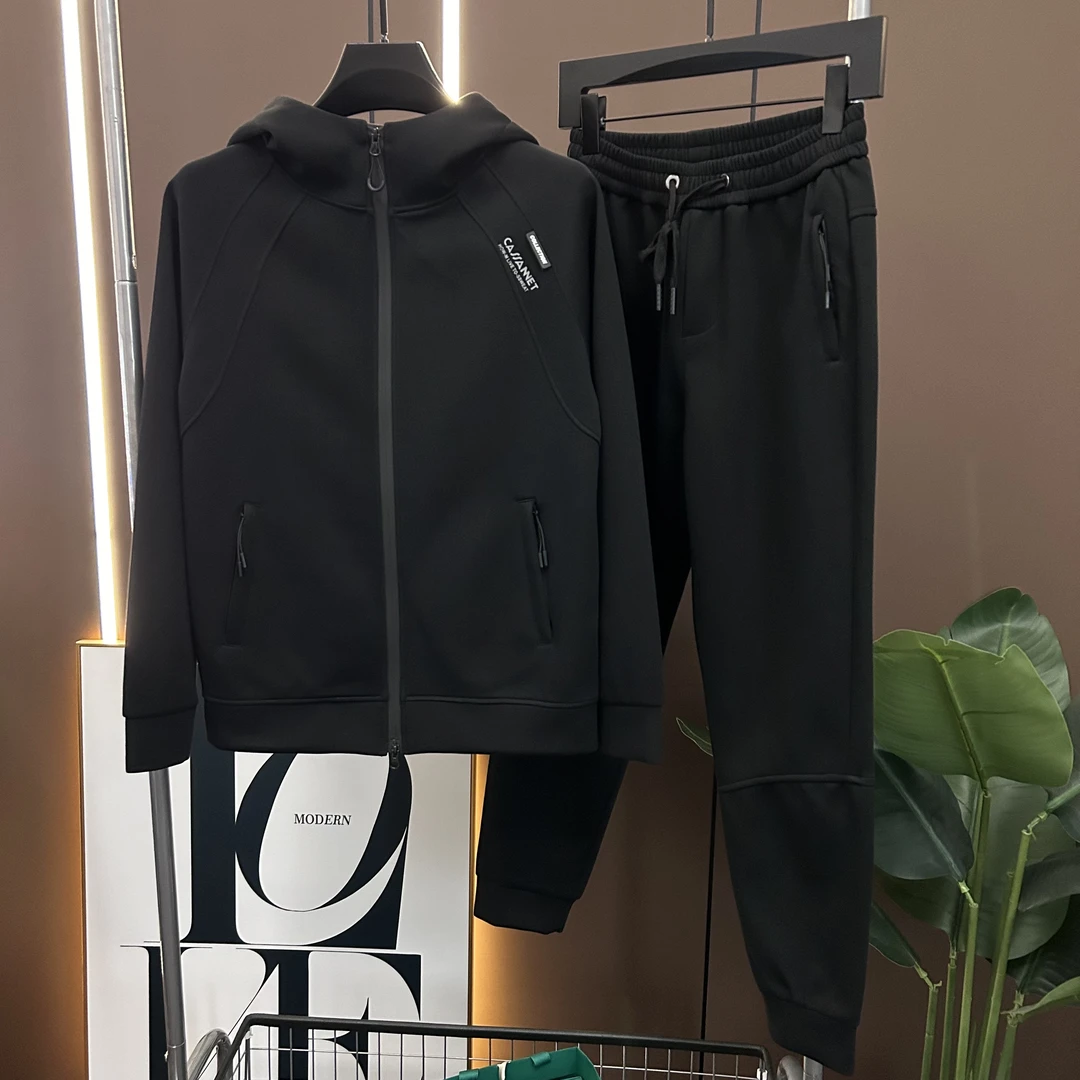 男士春秋帽子长袖百搭时尚休闲潮流帅气连帽外套气质韩版男套装