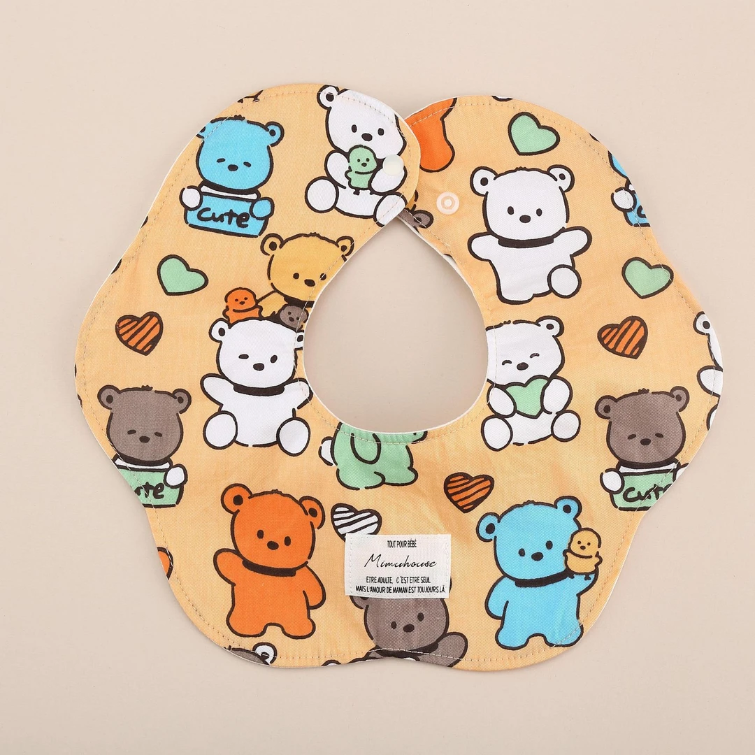 夏季特薄防水婴儿口水巾韩版高颜值360度可旋转围兜宝宝花瓣围嘴