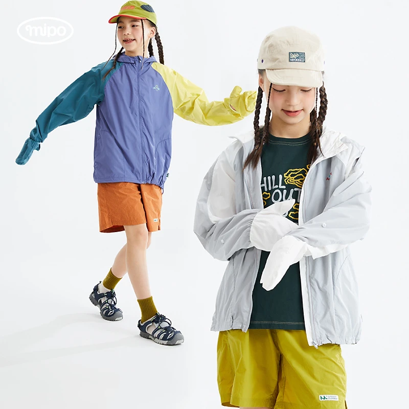 【插肩手套防晒衣】mipo户外休闲宽松透气网眼运动轻量