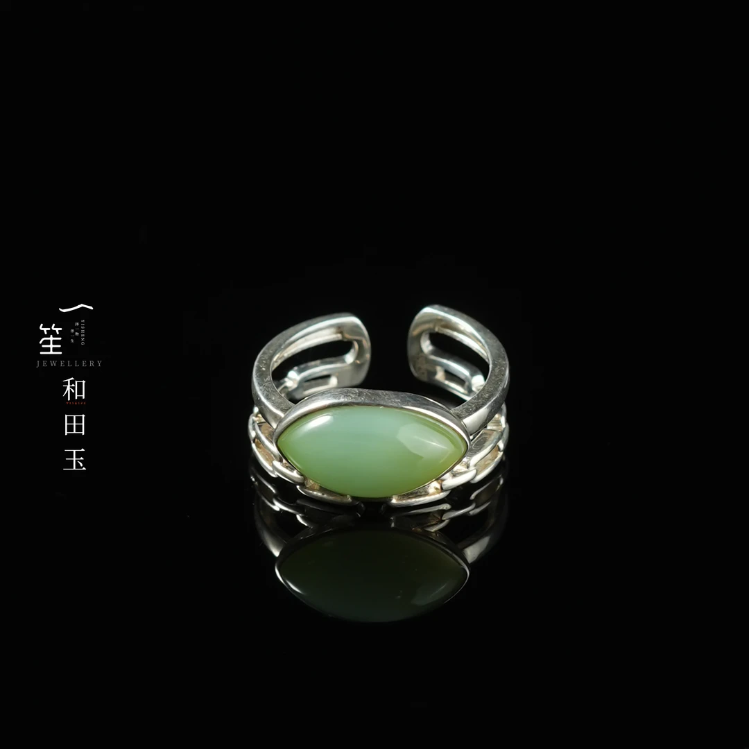 【一笙珠宝】天然和田玉新疆黑羊洞戒指 YS20348
