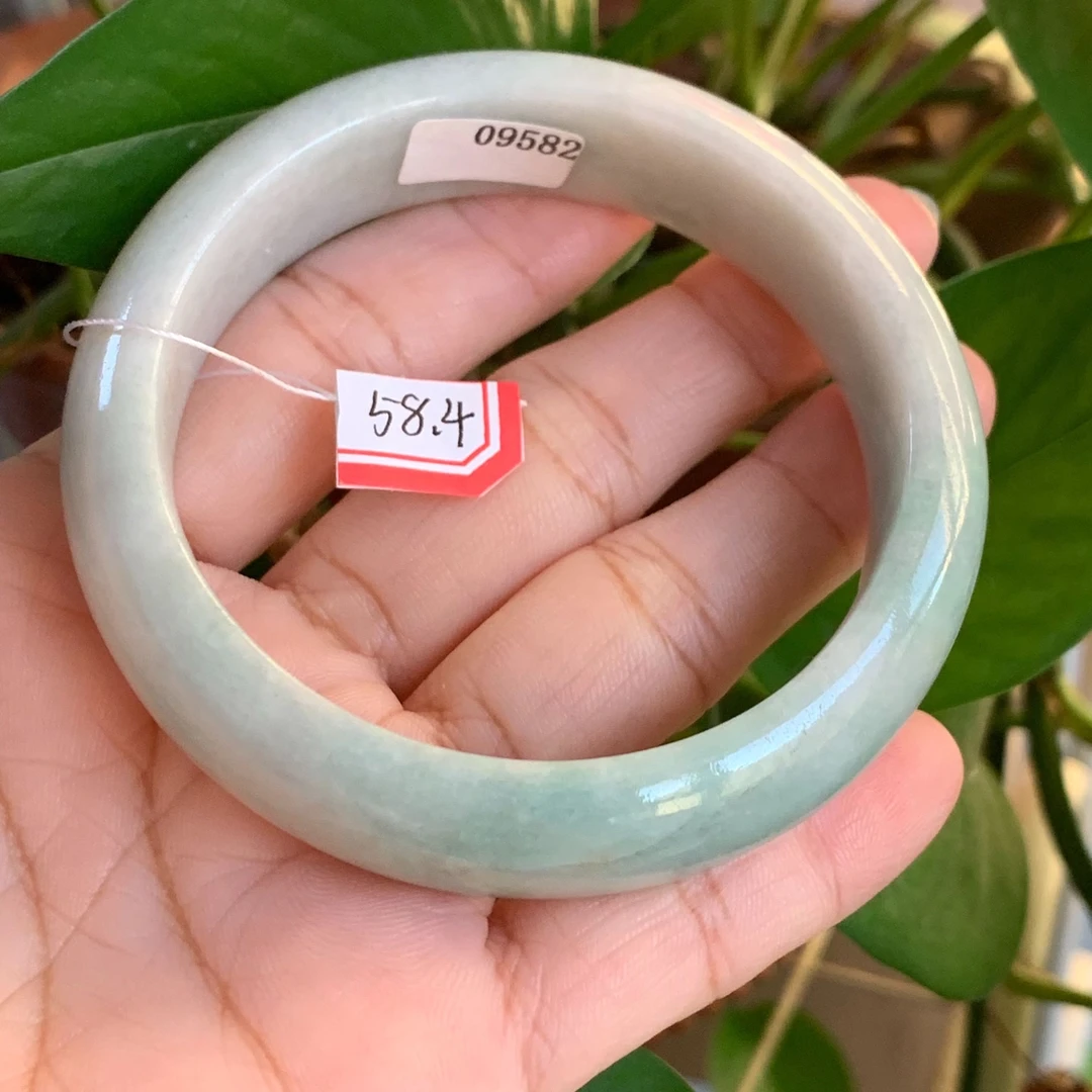 58.4圈口天然缅甸翡翠A货玉手镯正圈翡翠手镯正品玉手镯礼物玉石