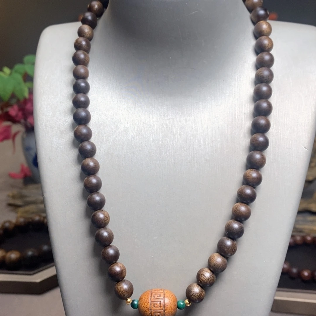 沉香手串越南芽庄紫棋 08➕富森红土枣珠沉香木雕