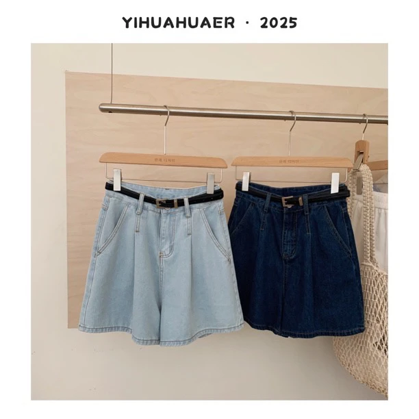 【A版短裤】东大门韩系夏款A字型高腰百搭休闲气质牛仔短裤2846