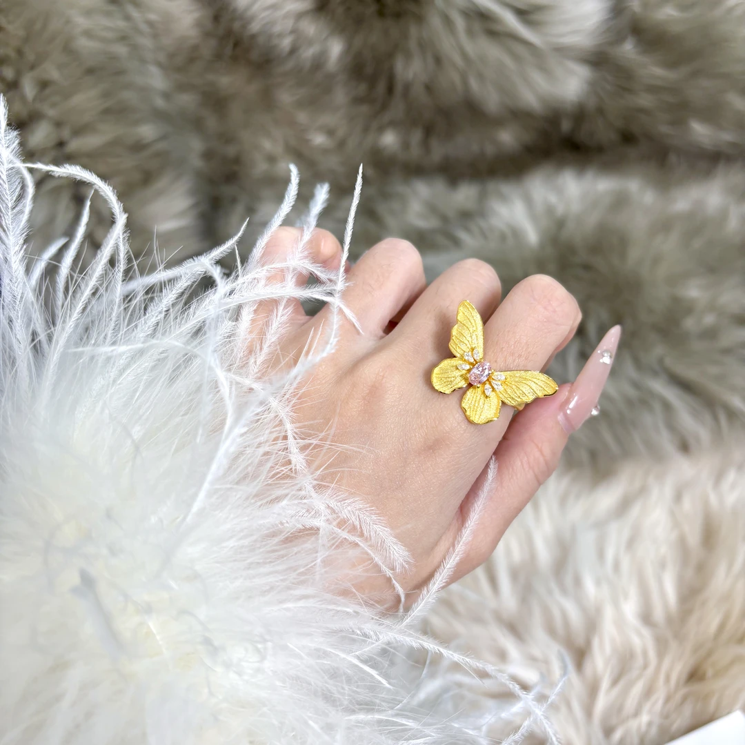 【星耀蝶舞戒】旺桂福传承珠宝足金999百搭仙蝶戒指可调圈口