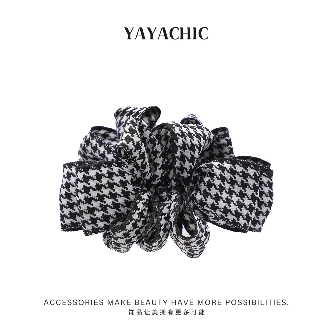 优雅复古千鸟格11cm香蕉夹YA9693