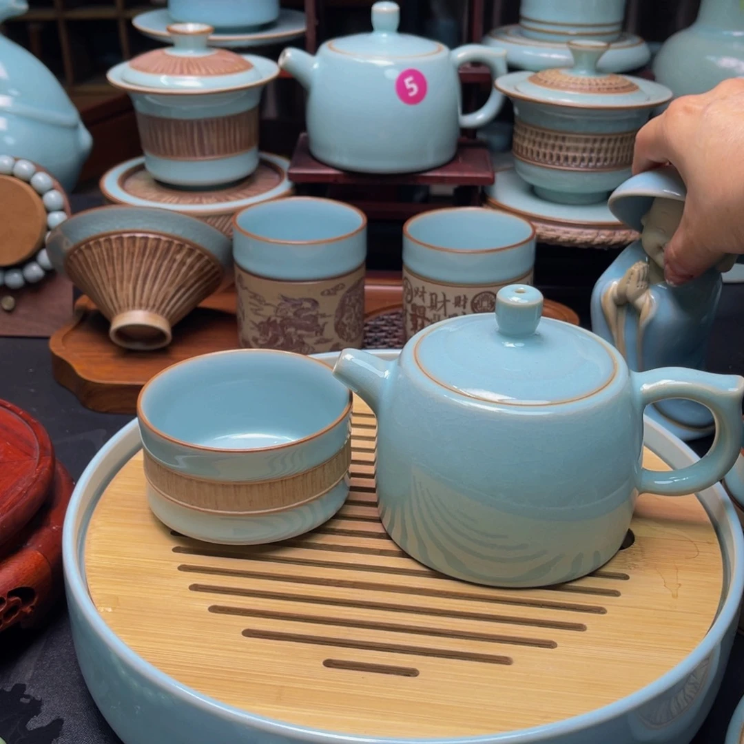 【闪购商品】摆件瓷汝州单壶，壶，壶，杯，杯