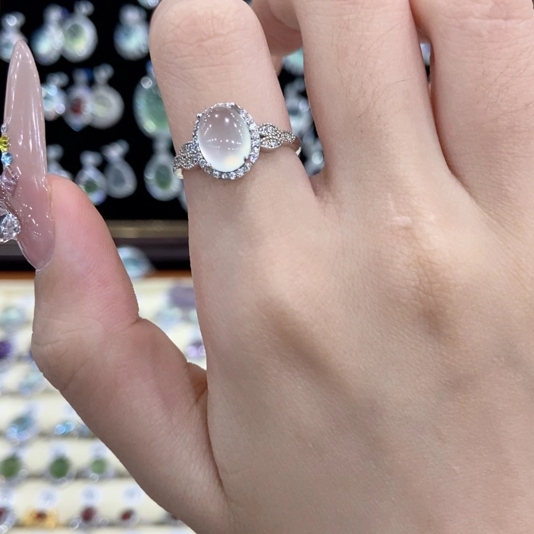 蛇纹石玉银S925镶嵌戒指