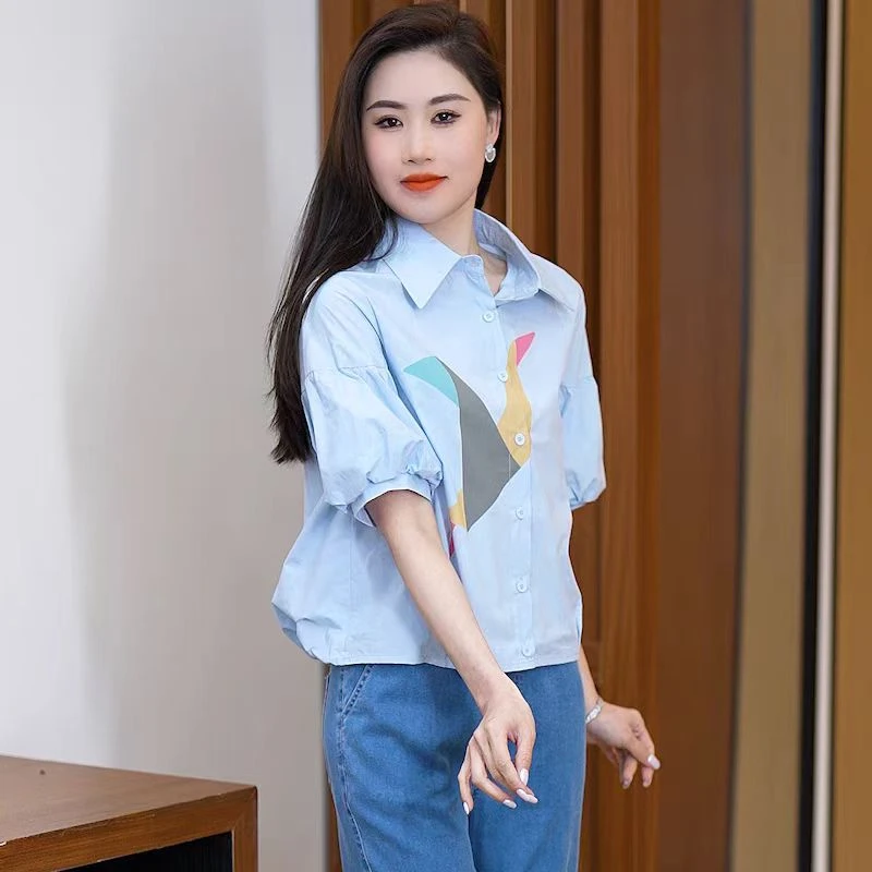 气质女士衬衣上衣2025夏季新款独特超好看宽松显瘦百搭休闲衬衫潮