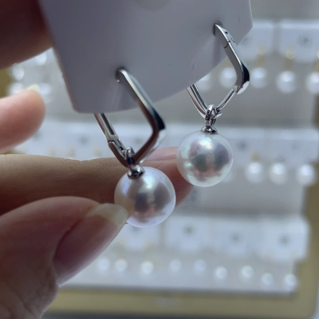 银S925镶嵌耳饰淡水珍珠