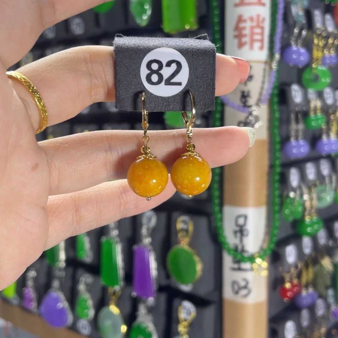 银S925镶嵌翡翠耳饰82