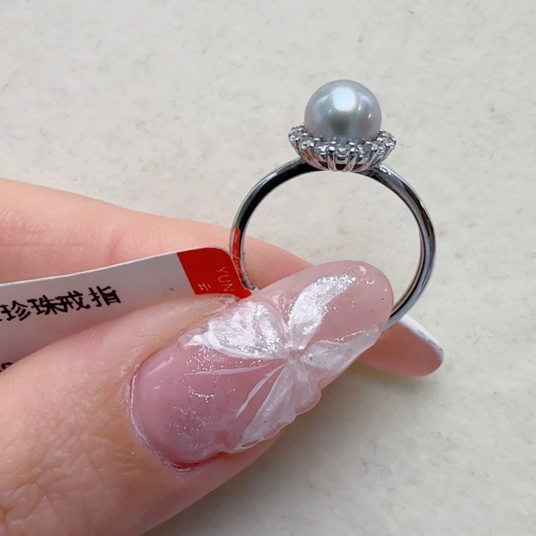 海水珍珠银S925镶嵌戒指@@yj118