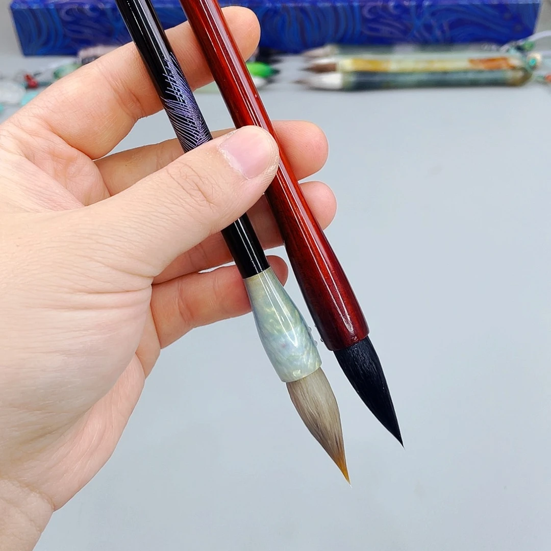高货毛笔2支，落羽和凤穿牡丹大