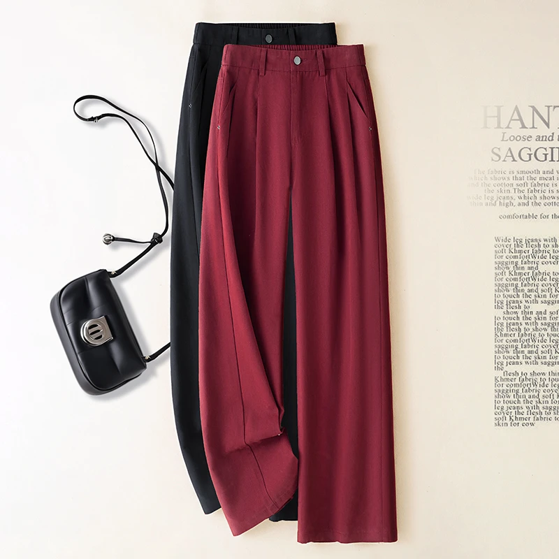 轻奢高级阔腿裤女2025年春秋新款宽松时尚高腰百搭休闲窄版直筒裤