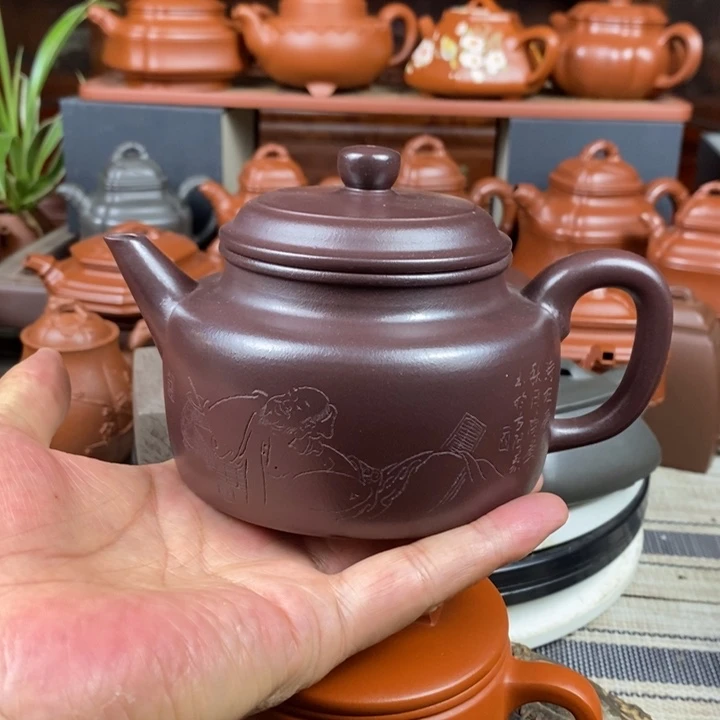 茶壶紫砂剑流德钟400CC原矿老紫泥特价