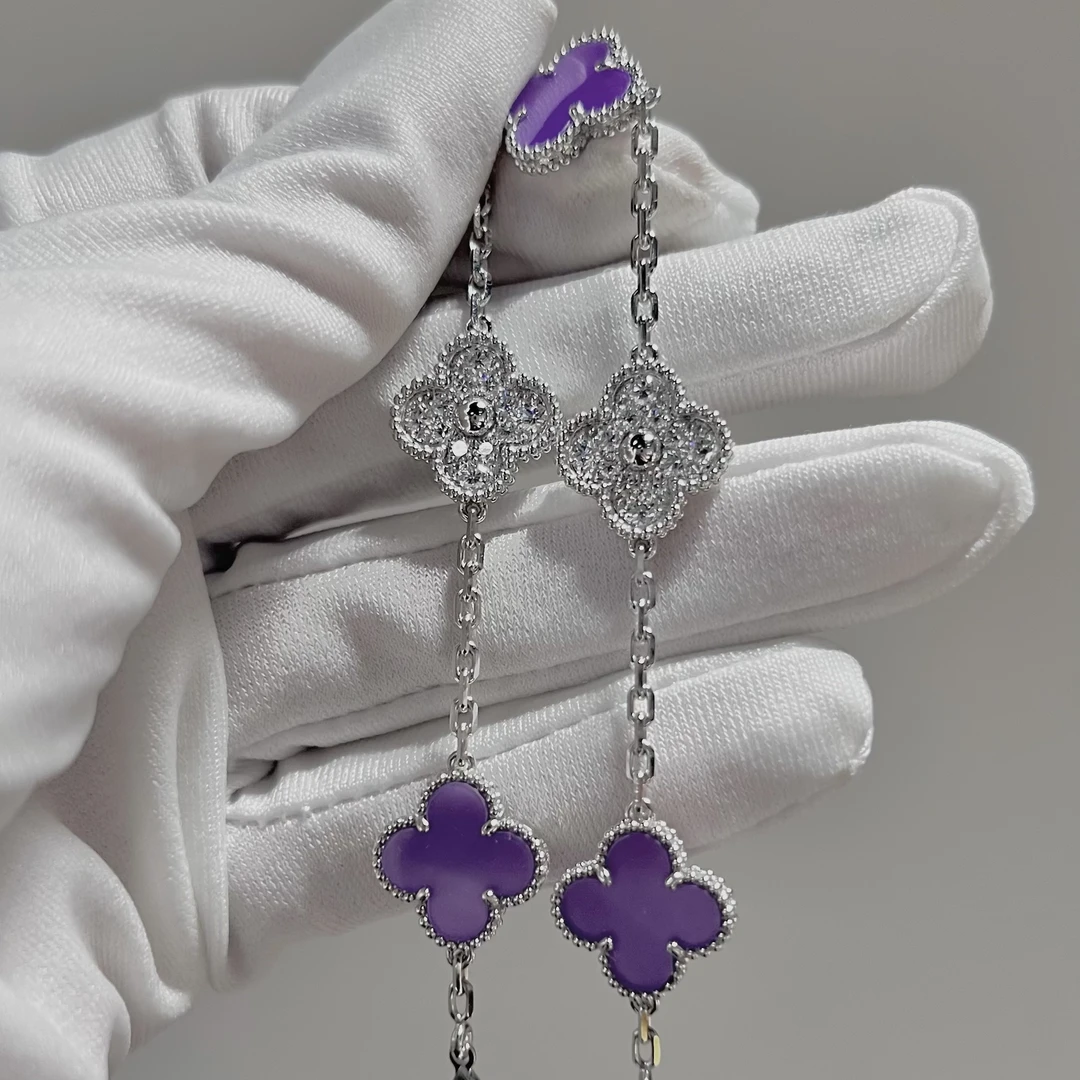 实验室培育钻石18k金紫罗兰五花隔钻手链紫罗兰隔钻五花手链