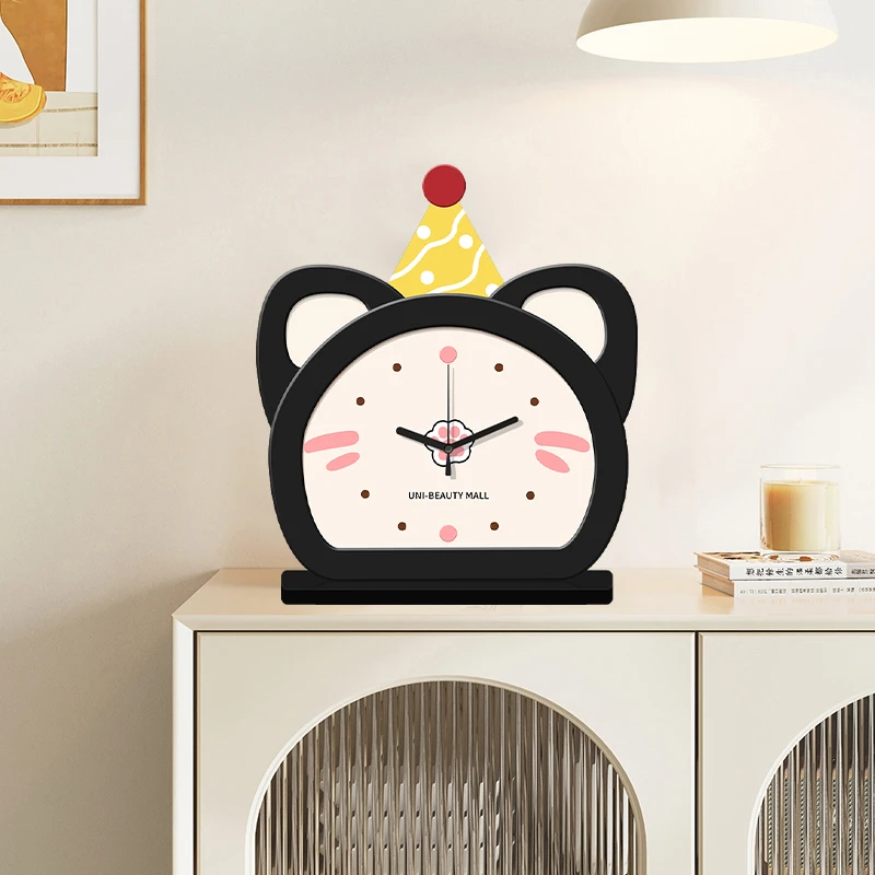 创意猫咪桌面摆件摆钟台钟2025新款高级感家用座钟装饰品时钟卡通