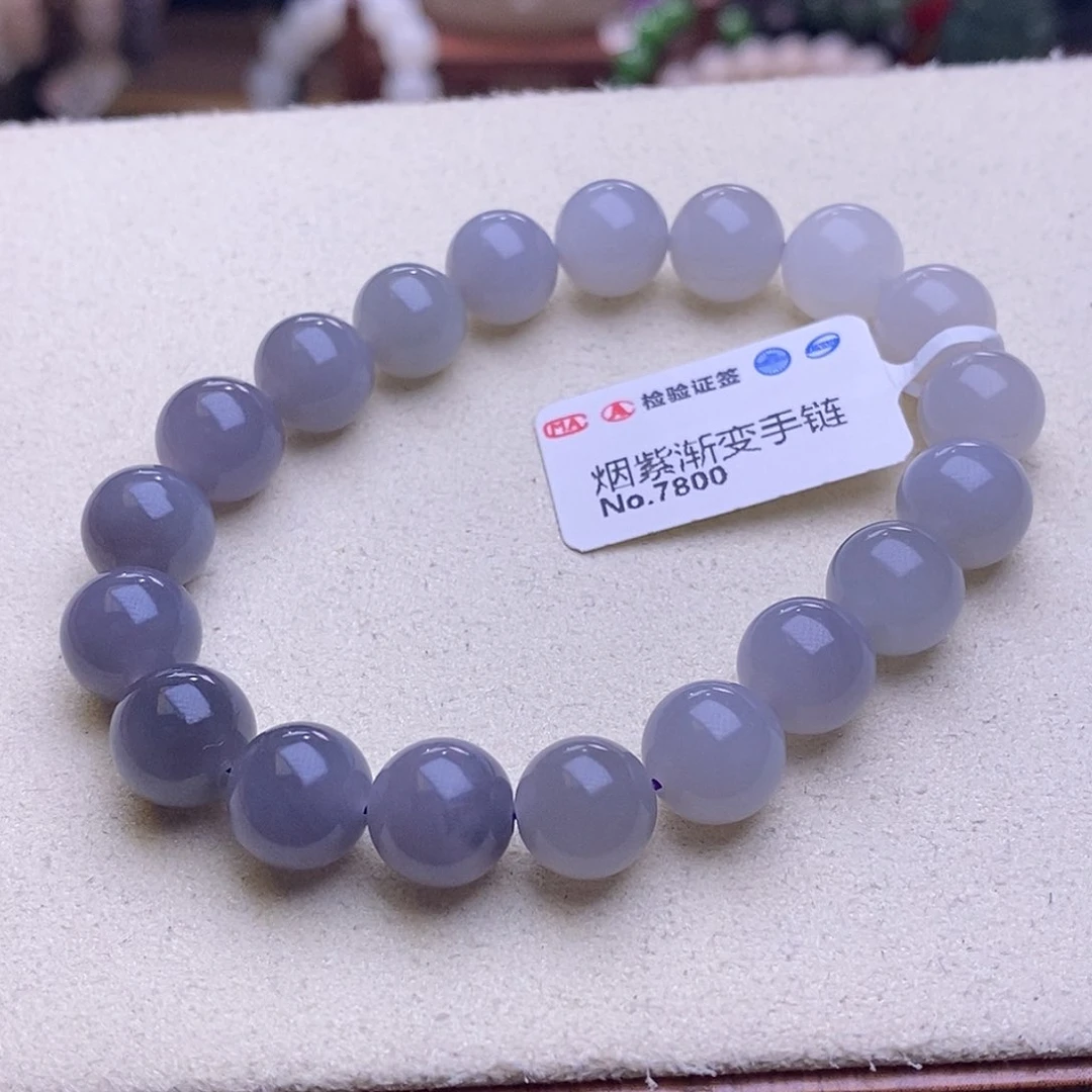 颈饰未镶嵌和田玉烟紫渐变手串10MM