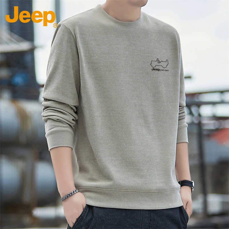 Jeep吉普2025春秋季新品圆领百搭卫衣男士宽松运动休闲长袖t恤