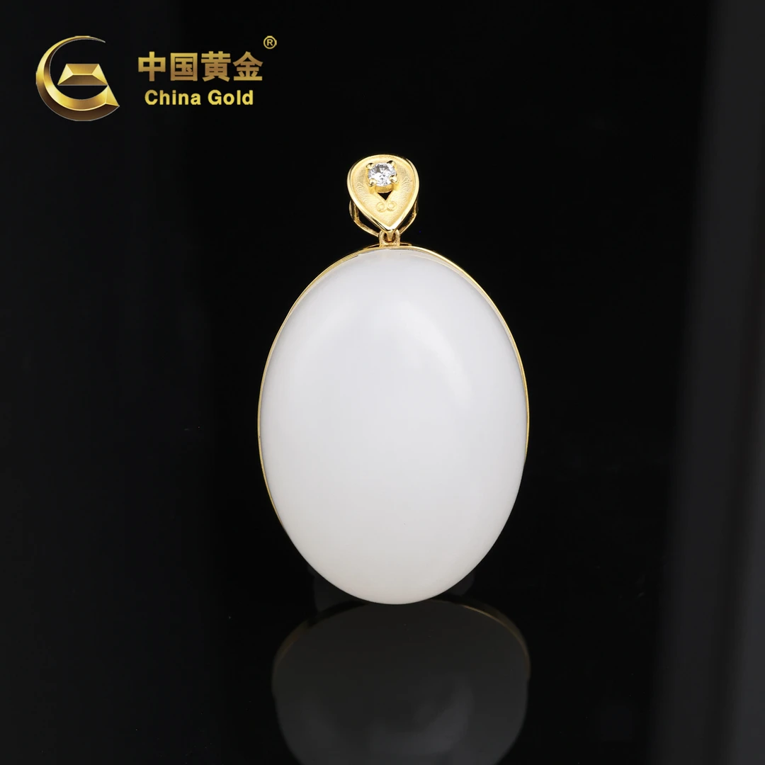 【中国黄金】羽若 | 和田玉*吊坠*18K金镶嵌-D11234-Y