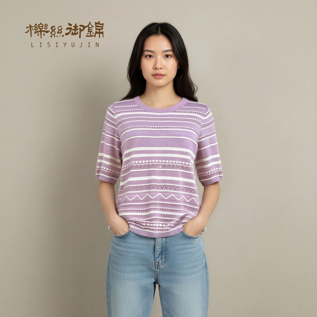 100%柞蚕丝爆款薄款针织T恤凉感上衣半袖圆领短袖上装女夏2025