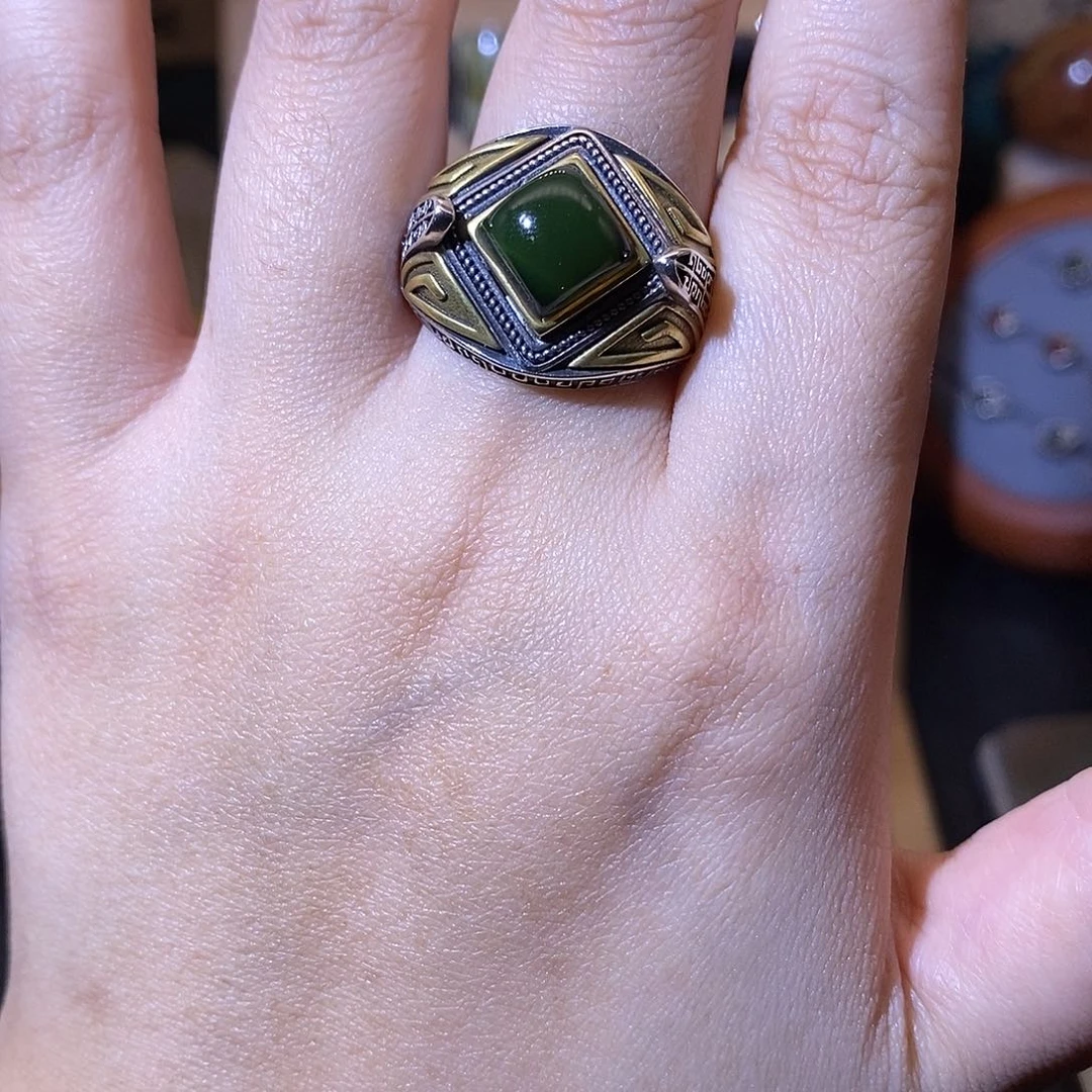 S***n蓝珀银S925镶嵌戒指