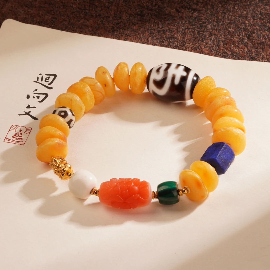 天然蜜蜡单圈手串约11mm设计款轻奢珠宝—多样性发其一【JJ279】