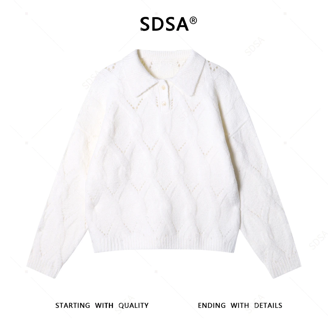 SDSA男士秋冬新款痞帅男装简约菱形格polo领针织衫休闲套头毛衣