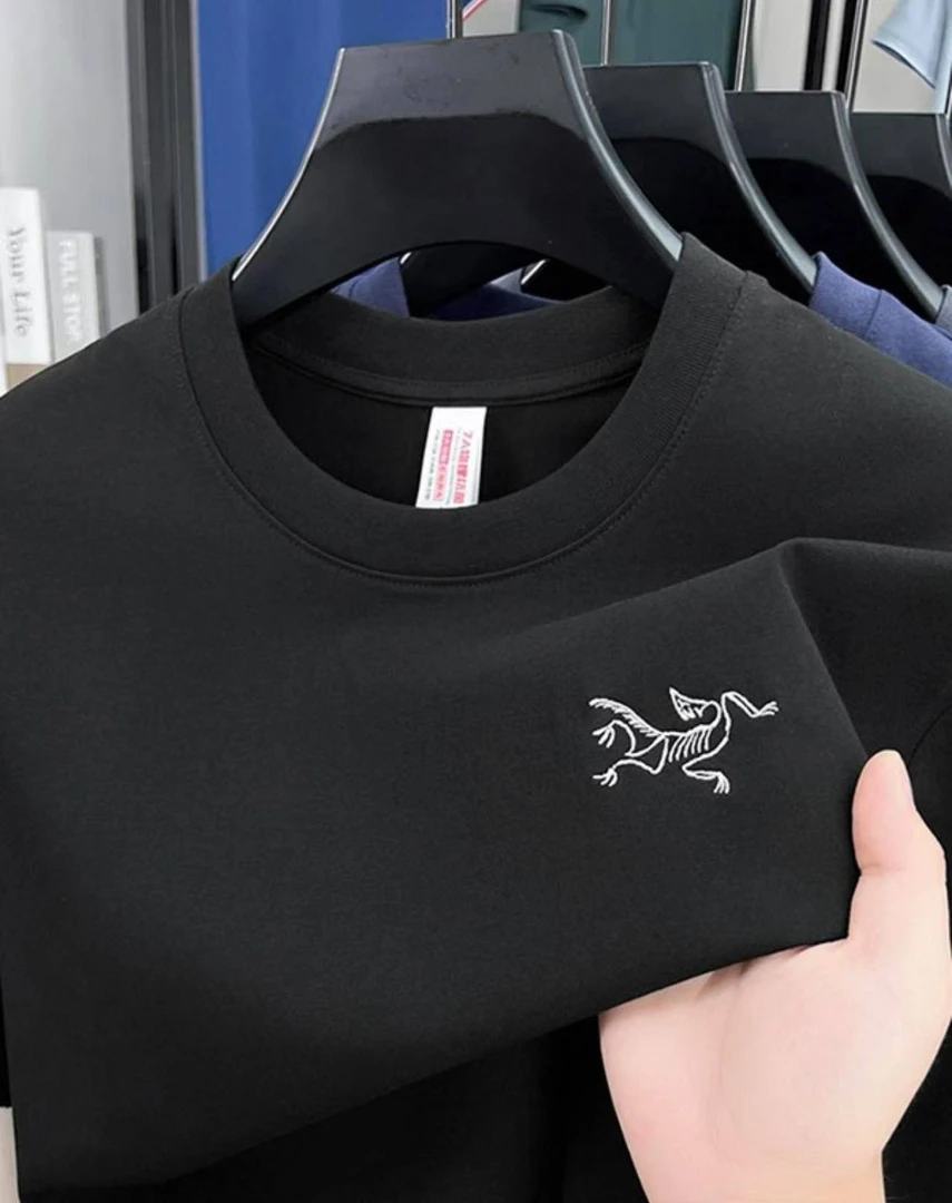 (奥莱专柜清仓）230g刺绣图案鸟家男士纯棉短袖背后纯色干净正标发