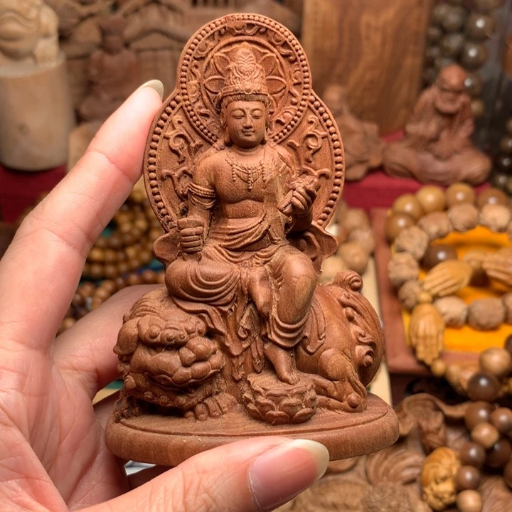 檀香木把件老山檀文殊