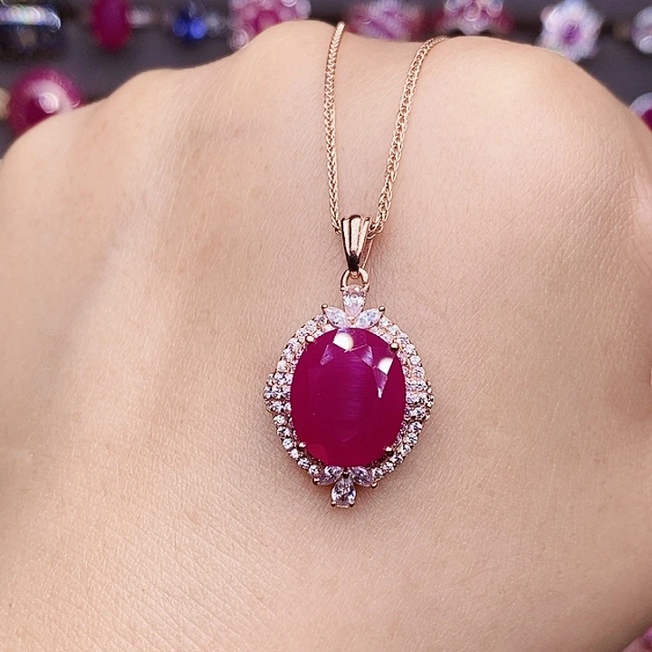 银S925镶嵌颈饰红宝石