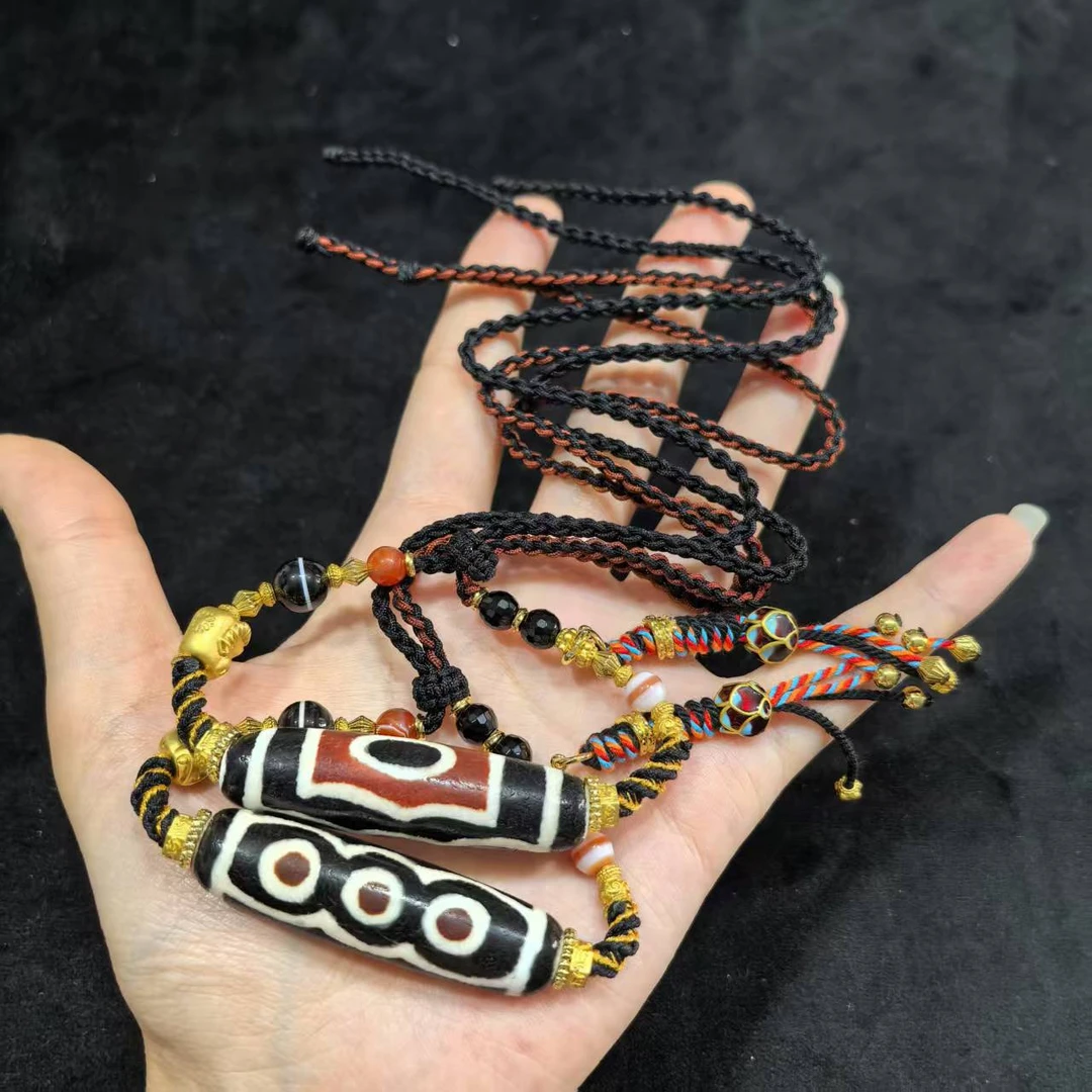 【阿钰推荐】LY58354-玛瑙diy脖挂（四眼）-多样性发其一-12*48mm