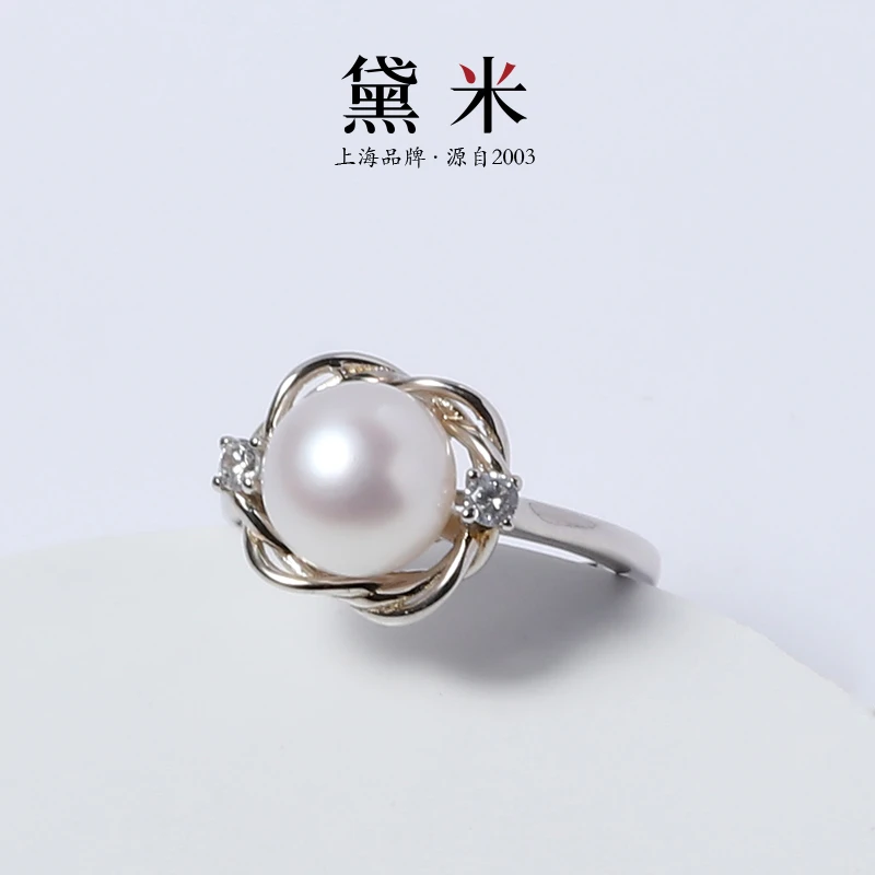 【黛米】Y874 约8-9mm淡水珍珠指环 S925银 白色