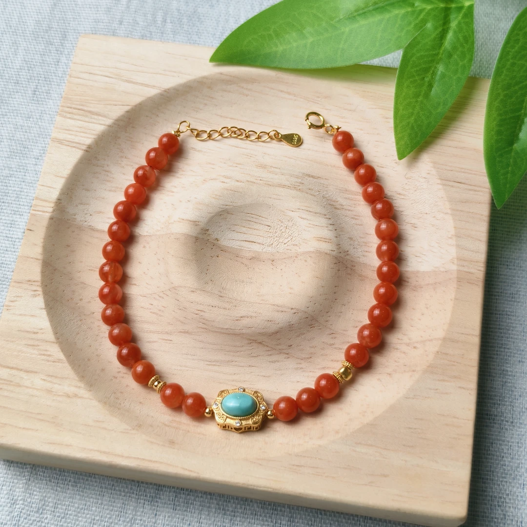 约5mm南红圆珠DIY手链925银配件