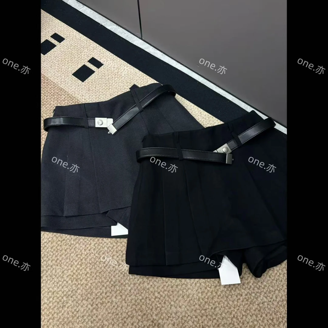 【一个亦】铁扣腰带百褶短款裙裤YF/3379