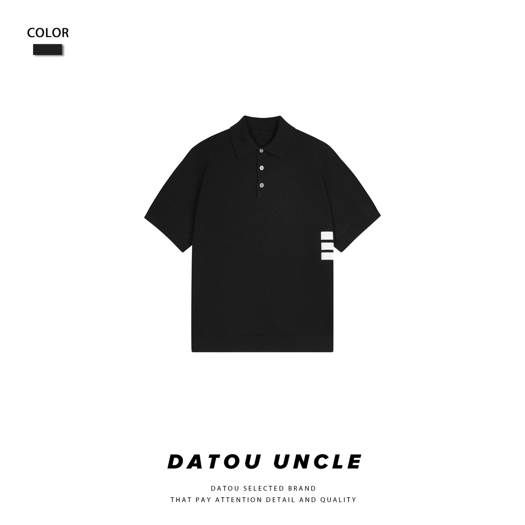 【大头叔叔】夏季桑蚕丝莱赛尔丝光羊毛翻领亲肤POLO男T恤DDM8213