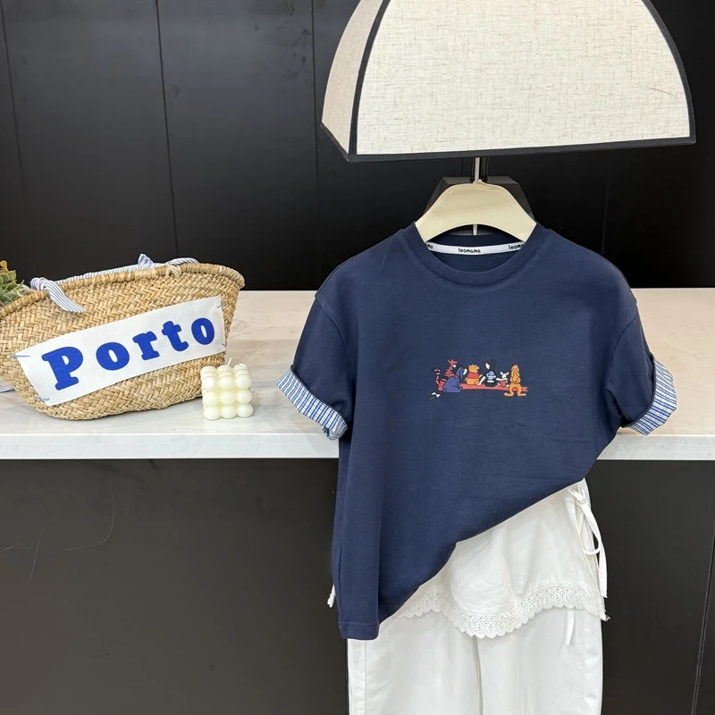 【现货】leomama女童动漫卡通印花短袖夏季女孩洋气休闲时尚百搭t恤