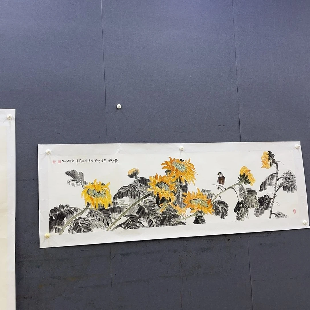 环***店国画六尺对开花鸟艺