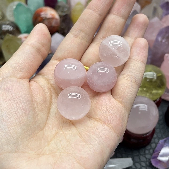 未镶嵌水晶珠宝半成品34粉晶单珠