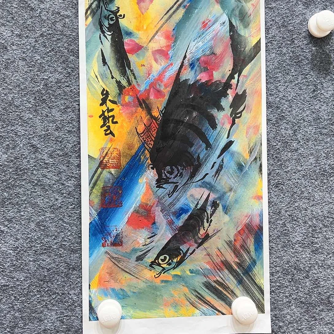 国画纯手绘画心原创