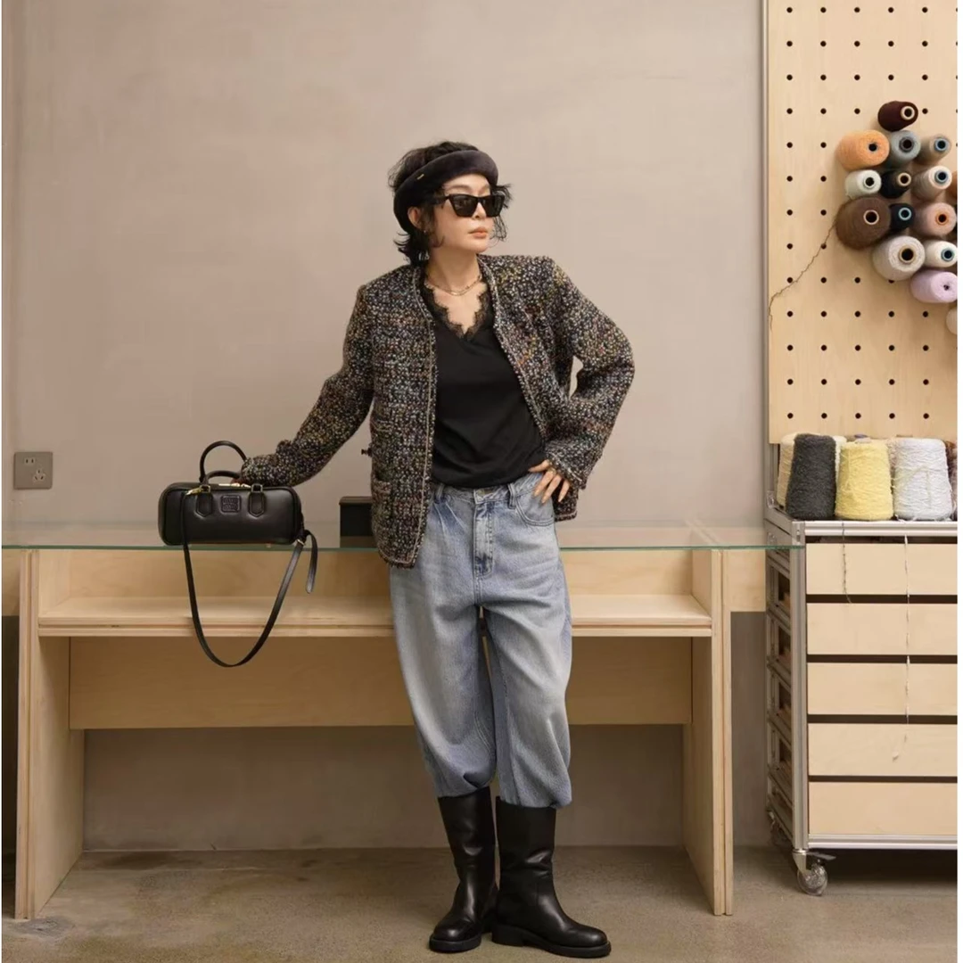 PanYiXiu/潘依绣【闪耀星河】羊毛编织粗花呢气质小香风外套M8947