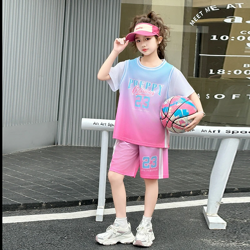女童篮球服学生女孩23号球衣速干羽毛球服运动套装儿童训练服定制