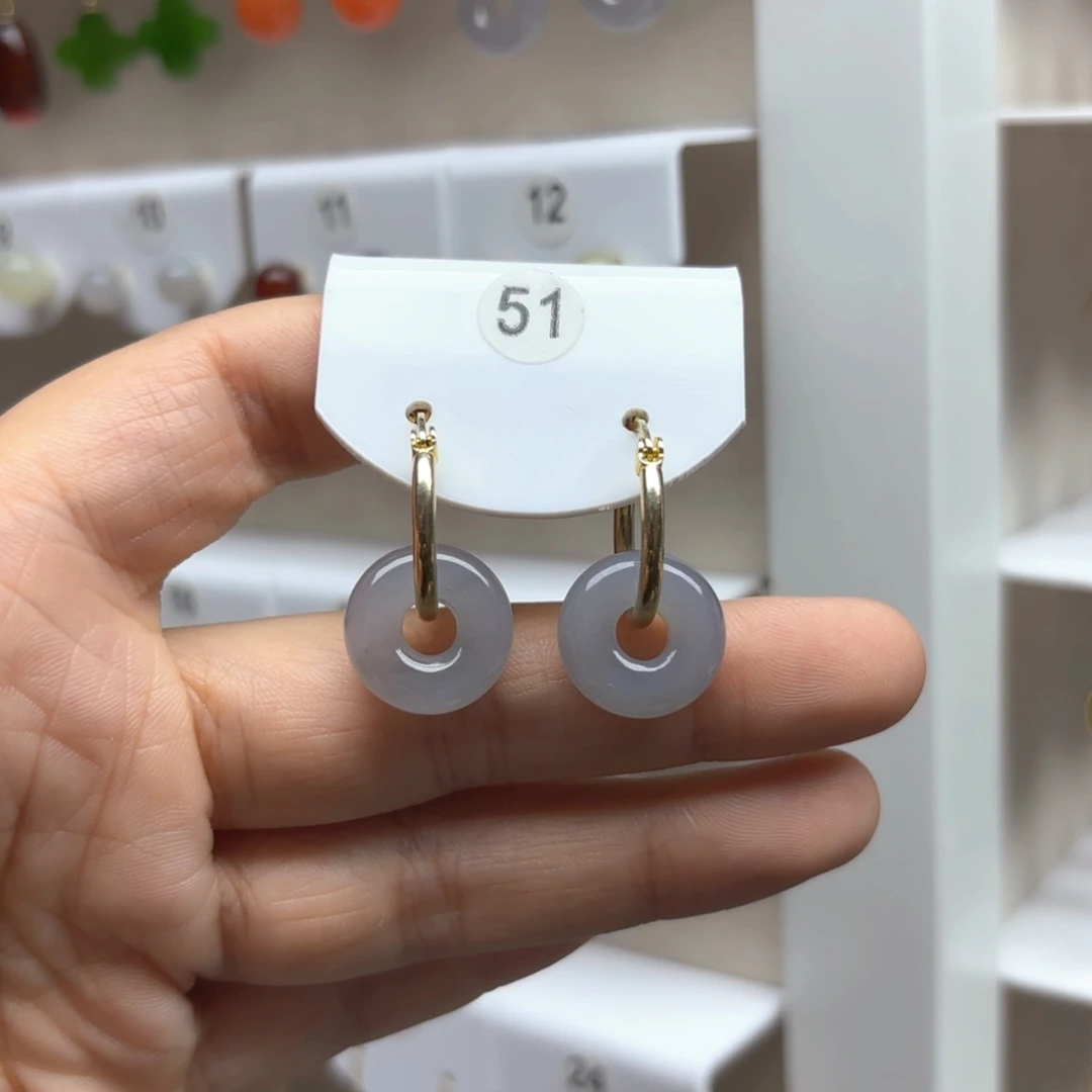 和田玉银S925镶嵌耳饰