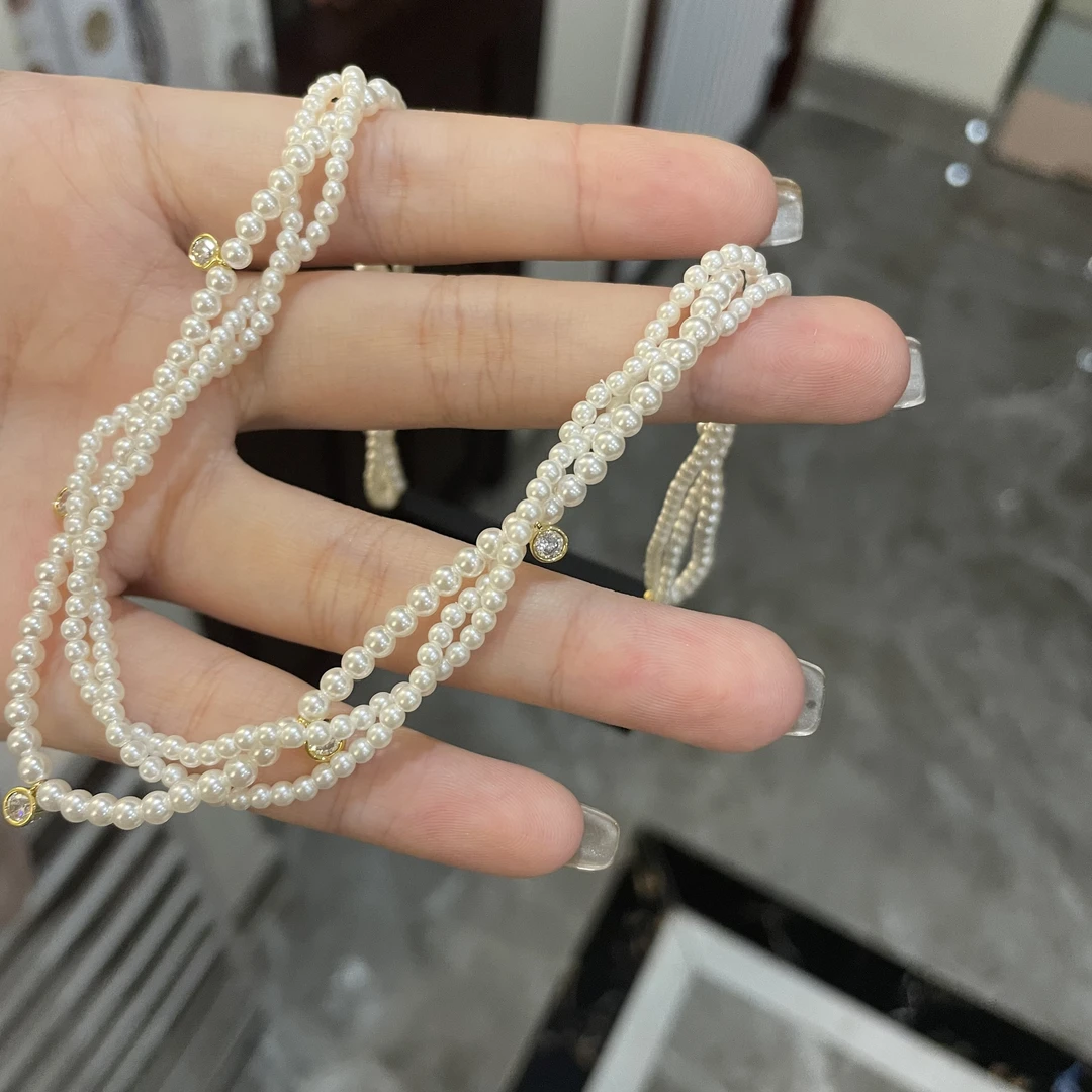 铜合金仿珍珠项链 超高版 多层设计珠光千金感时尚项链 AX-0198