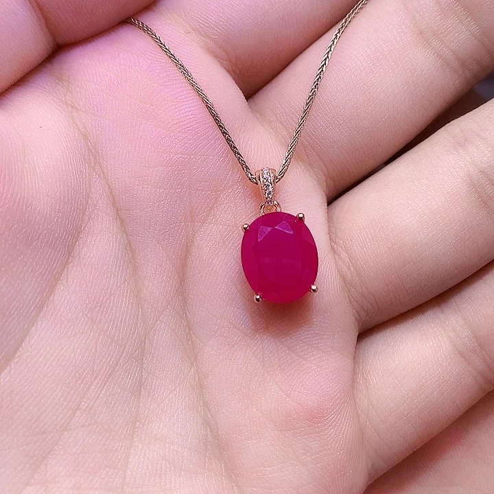 银S925镶嵌红宝石颈饰