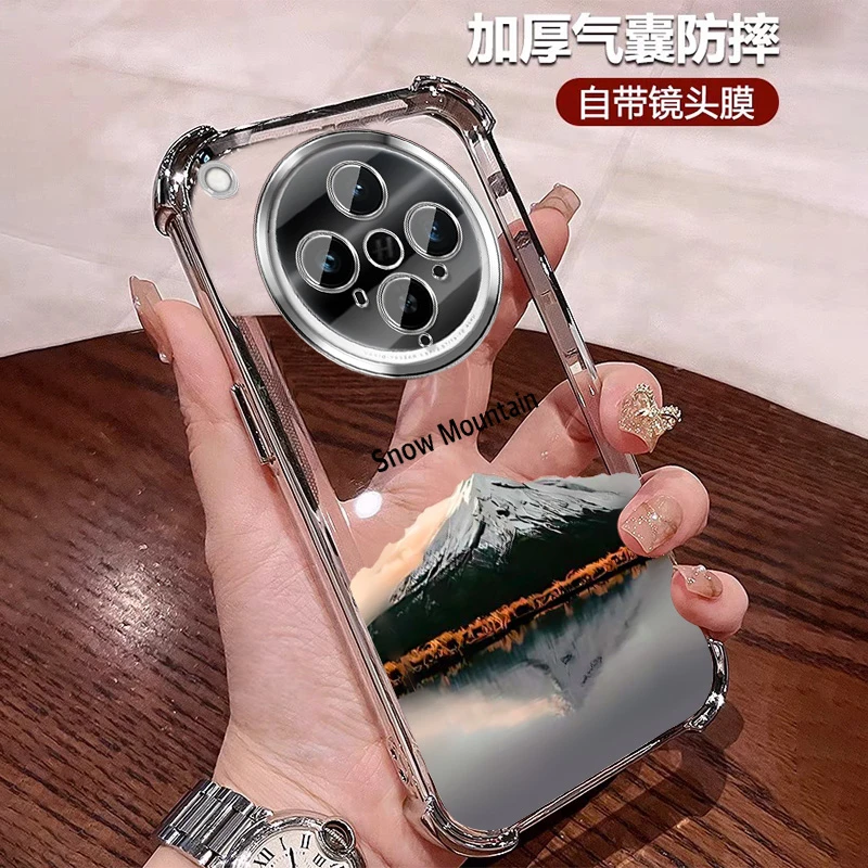雪山适用oppofindx8ultra手机壳气囊防摔套全包镜头膜透明护镜ins