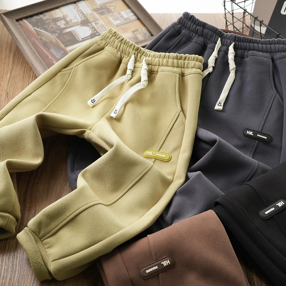 春季休闲运动裤儿童拼接抽绳长裤中大童束脚百搭裤子25109