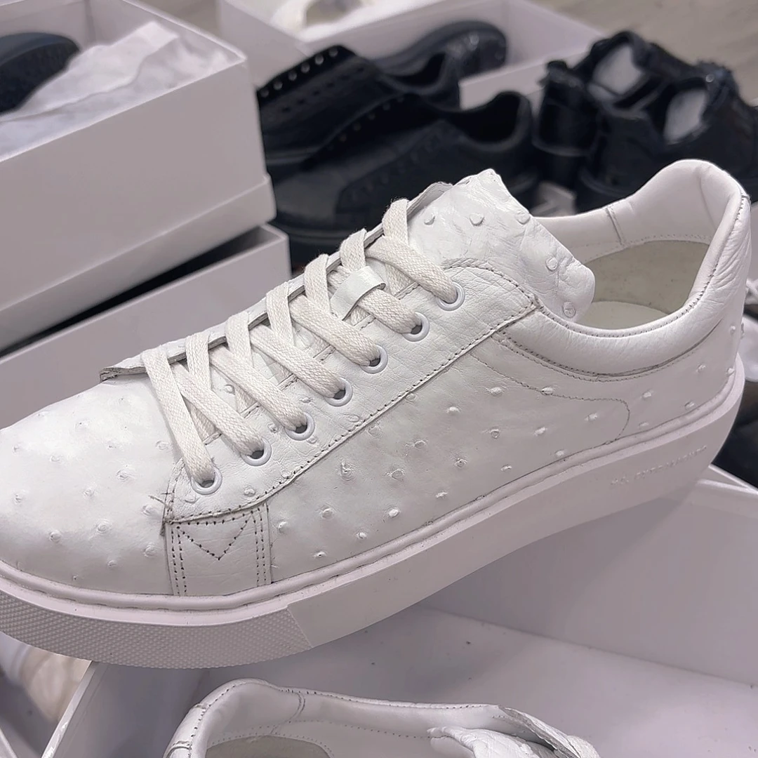 织物稀有皮白色鸵鸟板鞋41码