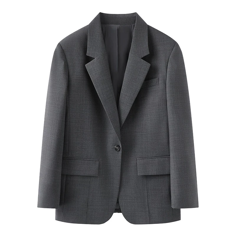 艾诺丝2025年春装新百搭休闲烟灰色西装外套女1334